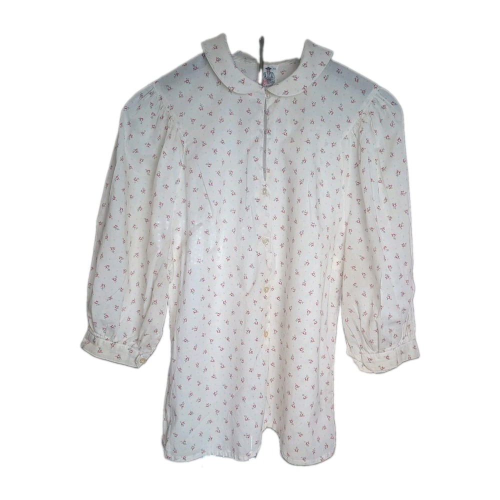 Vintage Bürgi Made in Austria Floral Puff Sleeve Blouse Women's Size 42 Medium